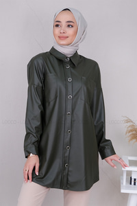 Uygun Fiyatlı DERI CEPLI GOMLEK HAKI YESIL | Loccomoda.com 