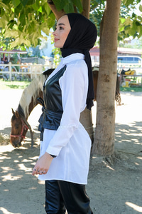 Uygun Fiyatlı DERI DETAYLI KEMERLI GOMLEK SIYAH | Loccomoda.com 