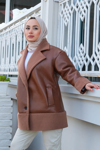 Deri Görünümlü İçi Kısmı Polar Mont Taba