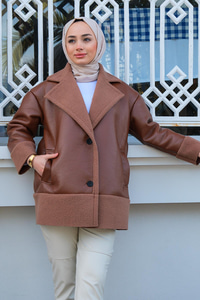 Deri Görünümlü İçi Kısmı Polar Mont Taba