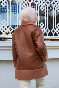 Deri Görünümlü İçi Kısmı Polar Mont Taba