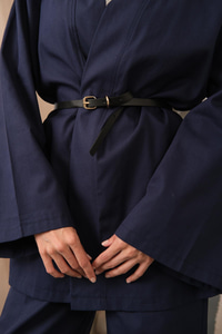Deri Kemerli Kimono Lacivert