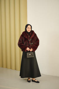 Deri Kemerli Kürk Bordo