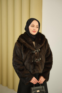 Deri Kemerli Kürk Kahverengi