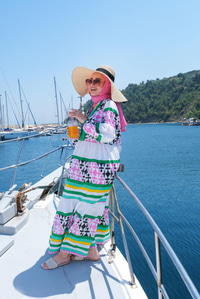 Desenli Elbise Fuşya