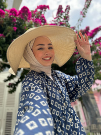 Desenli Elbise Lacivert