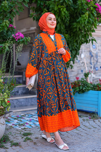 Desenli Elbise Turuncu