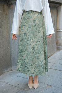 Desenli Saten Etek Yeşil