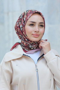 Desenli Soft Eşarp Bordo