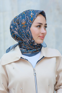 Desenli Soft Eşarp Füme