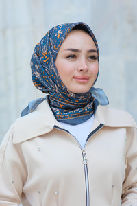 Desenli Soft Eşarp Füme