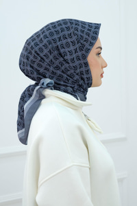 Desenli Soft Eşarp Gri