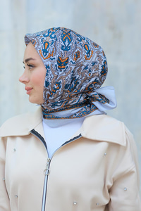 Desenli Soft Eşarp Gri