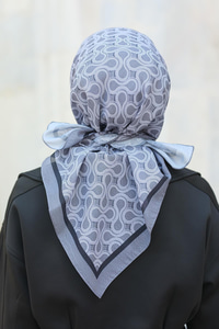 Desenli Soft Eşarp Gri