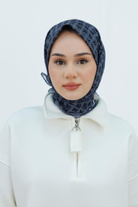 Desenli Soft Eşarp Gri