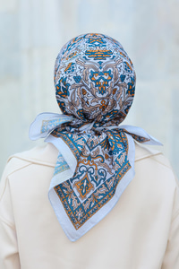 Desenli Soft Eşarp Gri