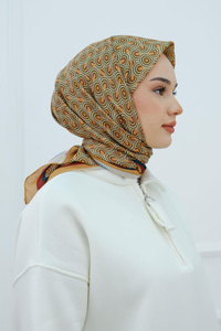 Desenli Soft Eşarp Hardal