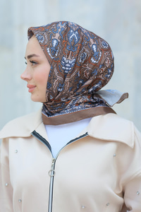 Desenli Soft Eşarp Kahverengi