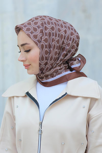 Desenli Soft Eşarp Kahverengi