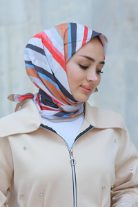 Desenli Soft Eşarp Kahverengi