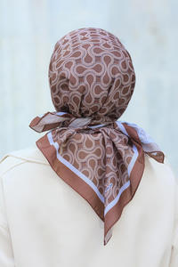 Desenli Soft Eşarp Kahverengi