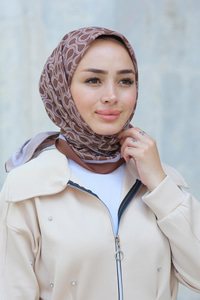 Desenli Soft Eşarp Kahverengi