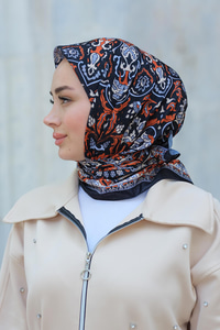 Desenli Soft Eşarp Kiremit