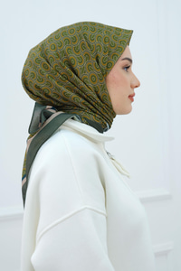 Desenli Soft Eşarp Koyu Yeşil