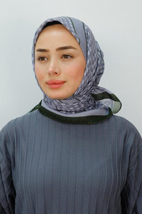 Desenli Soft Eşarp Koyu Yeşil