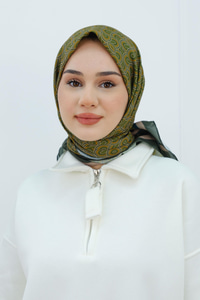 Desenli Soft Eşarp Koyu Yeşil