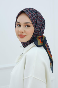 Desenli Soft Eşarp Lacivert