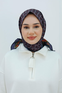 Desenli Soft Eşarp Lacivert