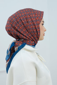 Desenli Soft Eşarp Petrol Mavi