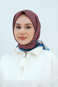 Desenli Soft Eşarp Petrol Mavi