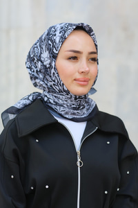 Desenli Soft Eşarp Siyah
