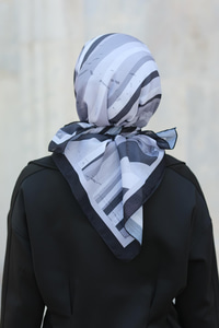 Desenli Soft Eşarp Siyah