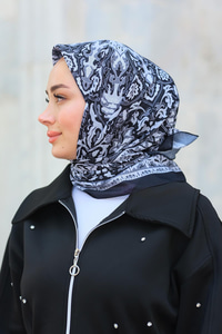 Desenli Soft Eşarp Siyah