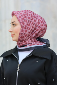 Desenli Soft Eşarp Vişne Çürüğü