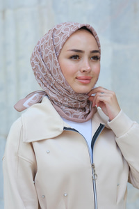 Desenli Soft Eşarp Vizon