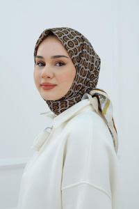 Desenli Soft Eşarp Vizon