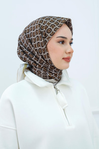 Desenli Soft Eşarp Vizon