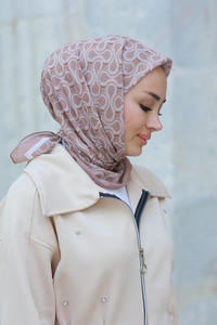 Desenli Soft Eşarp Vizon