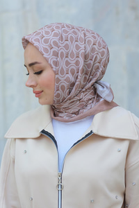 Desenli Soft Eşarp Vizon