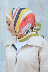 Desenli Soft Eşarp Yağ Yeşil