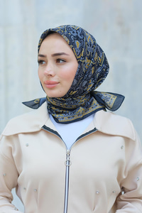 Desenli Soft Eşarp Yağ Yeşil