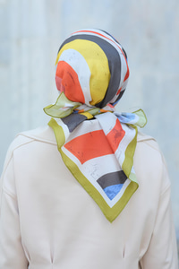 Desenli Soft Eşarp Yağ Yeşil