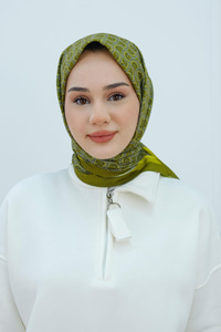 Desenli Soft Eşarp Yağ Yeşil