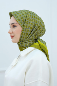 Desenli Soft Eşarp Yağ Yeşil