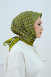 Desenli Soft Eşarp Yağ Yeşil