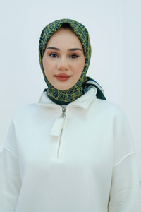 Desenli Soft Eşarp Zümrüt Yeşil